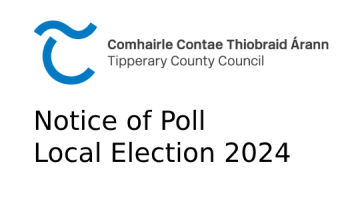 logo for TCC and text stating notice of poll for local election 2024